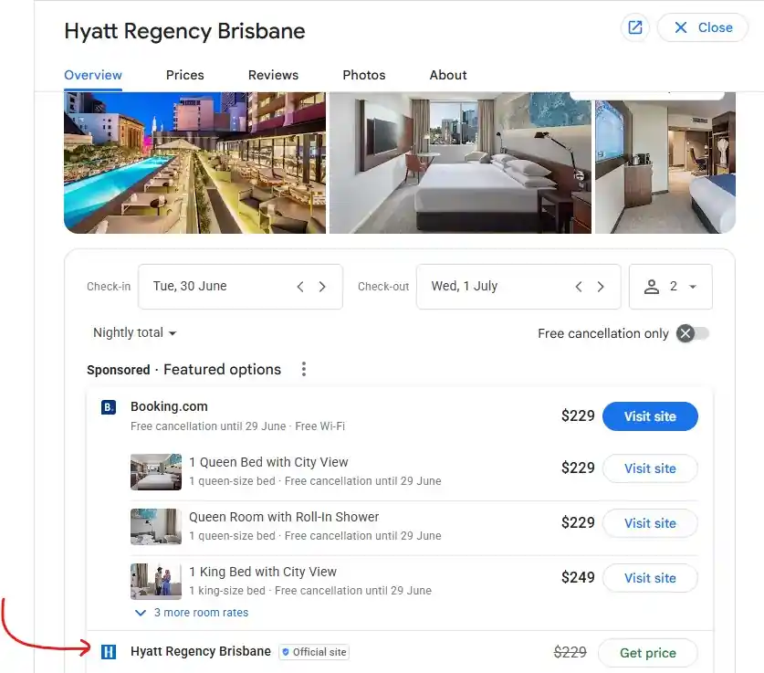 Google Hotel Ad Example